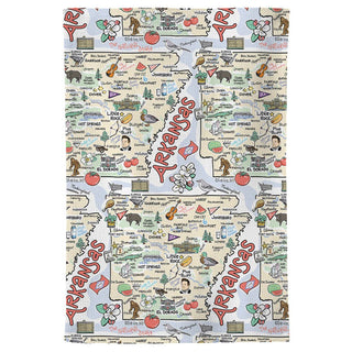 Arkansas Map Icons Tea Towel