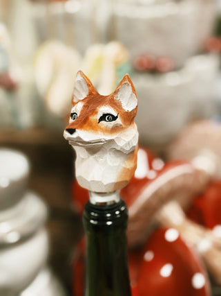 Hand-carved Wood Animal Bottle Stopper