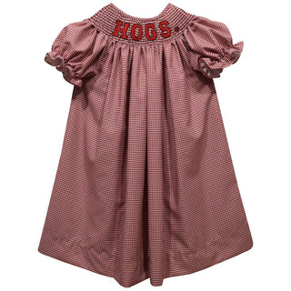 Arkansas Razorbacks Smocked Red Gingham Dress