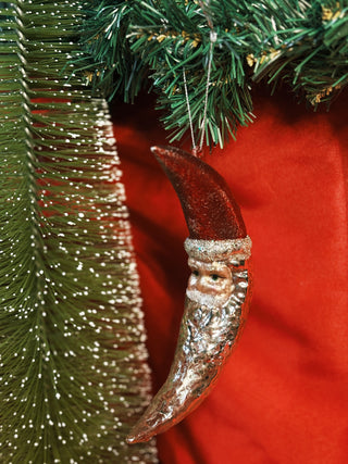 Glass Santa Moon Ornament