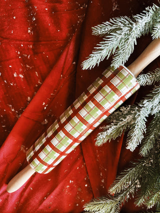 Plaid Stoneware Rolling Pin