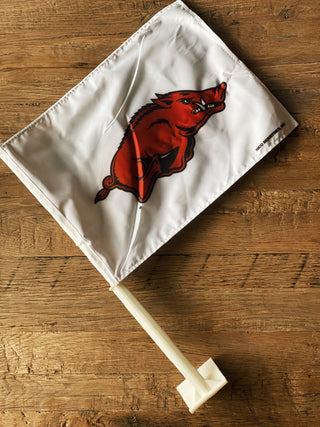 Arkansas Razorbacks White Car Flag