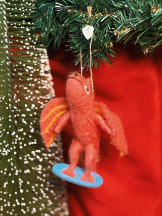 Handmade Wool Felt Dinosaur on Skateboard/Scooter Ornament