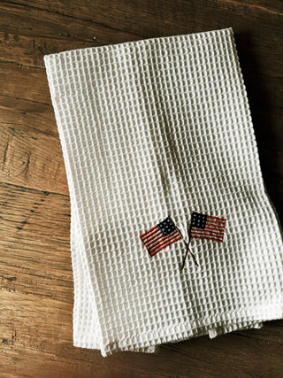 American Flag Embroidered Kitchen Towel