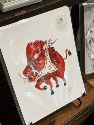 Hand-painted Hog with Bandana Art Print