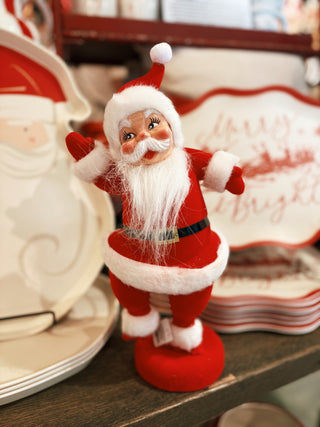Flocked Dancing Santa on Base 14"