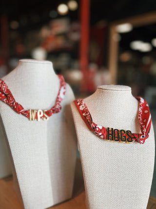 Hogs Knotted Red Bandana Scarf Necklace