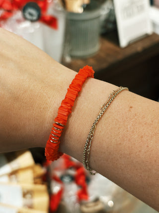 Red Square Beaded Gameday Bracelet