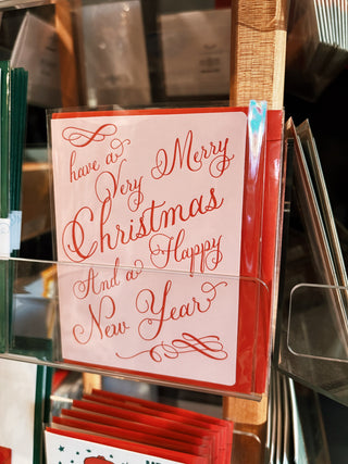 Very merry pink | Letterpress Greeting Card
