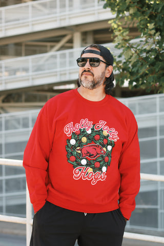 Holly Jolly Hogs Sweatshirt- Red