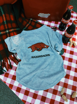 Arkansas Razorbacks Pet T-Shirt- Grey