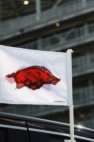 Arkansas Razorbacks White Car Flag