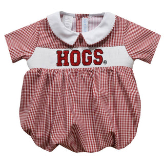 Arkansas Razorbacks Smocked Red Gingham Bubble