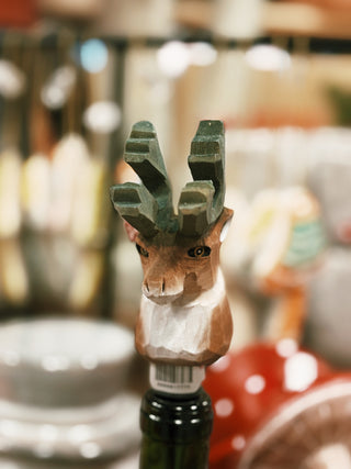 Hand-carved Wood Animal Bottle Stopper