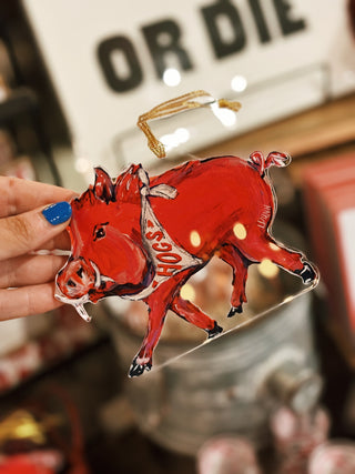 RAZORBACK ACRYLIC MASCOT ORNAMENT