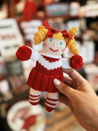 Cheerleader Knit Doll: Red/White / 7"