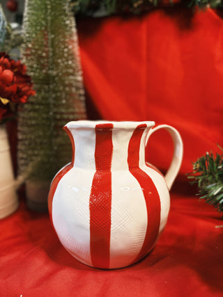 Red & White Striped Pitcher