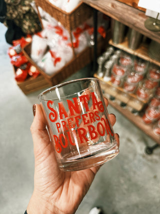 Santa Prefers Bourbon- Rocks Glass