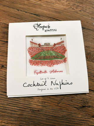 University of Arkansas Football Stadium: Linen Cocktail Napkin