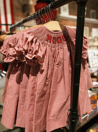 Arkansas Razorbacks Smocked Red Gingham Dress