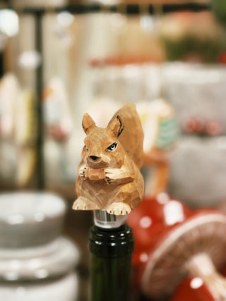 Hand-carved Wood Animal Bottle Stopper