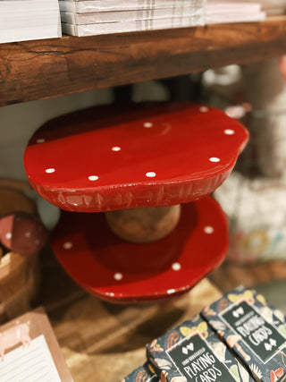 Enameled Mango Wood Mushroom Pedestal