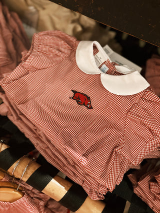 Arkansas Razorback Embroidered Red Girls Baby Bubble