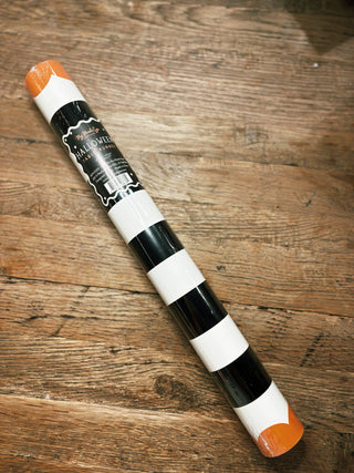 Orange and Black Striped Paper Table Runner