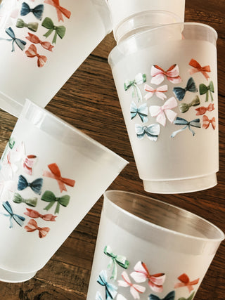 Watercolor Multi-Bows Frosted Cups -Pack of 6
