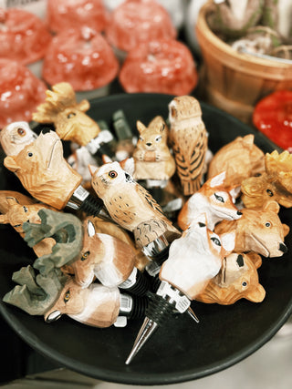 Hand-carved Wood Animal Bottle Stopper
