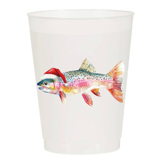 Santa Christmas Trout Frosted Cups