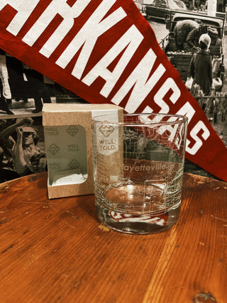 Fayetteville, AR Map Rocks Glass