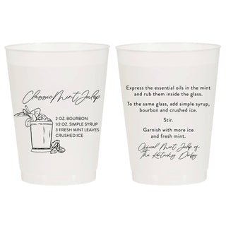 Mint Julep Recipe Reusable Cups- Pack of 6