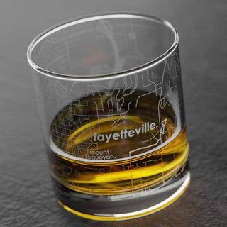 Fayetteville, AR Map Rocks Glass