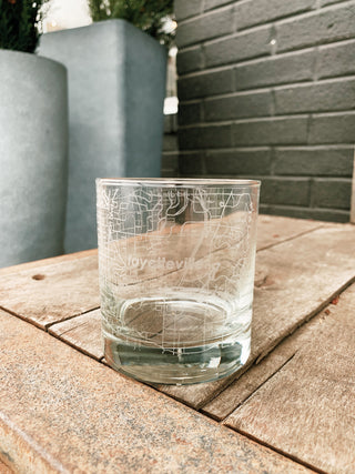 Fayetteville, AR Map Rocks Glass