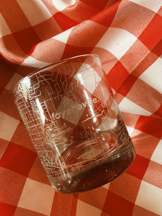 Fayetteville, AR Map Rocks Glass