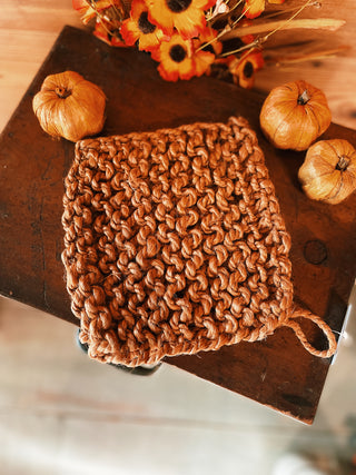Jute Crocheted Pot Holder - Pumpkin