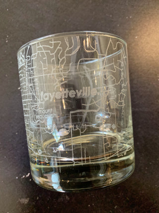 Fayetteville, AR Map Rocks Glass