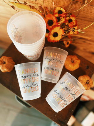 Flannels Hayrides Pumpkins Sweaters Bonfires Reusable Cups