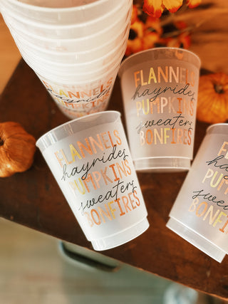 Flannels Hayrides Pumpkins Sweaters Bonfires Reusable Cups