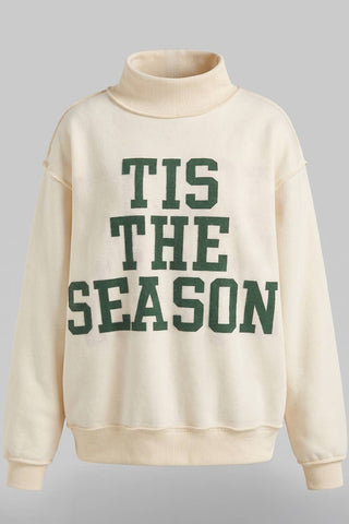 BUCKETLIST INC - IT2594-HOLLYJOLLY | Reversible Mock-Neck Sweatshirt: Cream / S/M-L/XL (3-3)