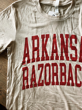 Arkansas Razorbacks Logo T-Shirt- Tan