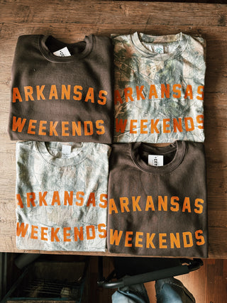 Arkansas Weekends Sweatshirt- Brown