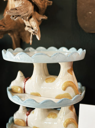 Scalloped Cake Stand with Dog Base