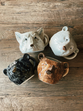 Stoneware Animal Head Shaped Mug