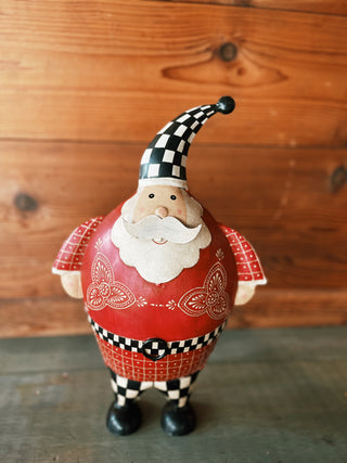 Metal Santa with Checkered Detail - Large