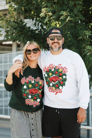 Holly Jolly Hogs Sweatshirt- Grey