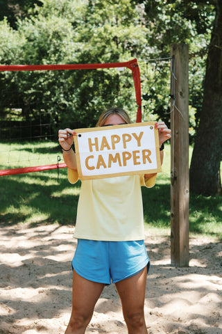 Happy Camper Embroidered Canvas Banner