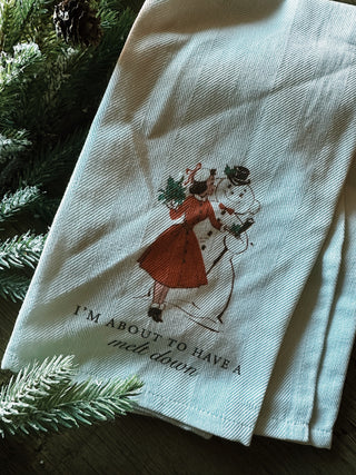 About To Have A Melt Down Funny Christmas Tea Towel