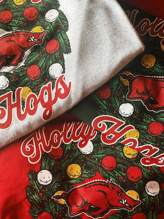 Holly Jolly Hogs Sweatshirt- Green